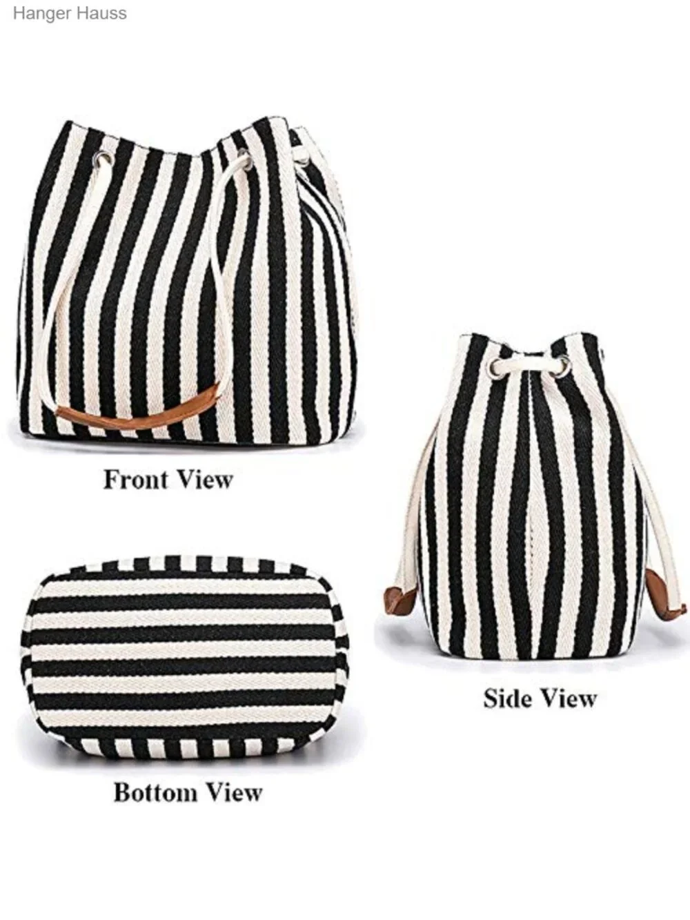 Canvas Summer Tote Bag Striped Hobo Purse with Adjustable Strap Shoulder